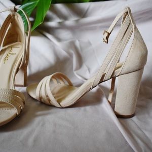 Lulu's Beige Block Strappy Heels
